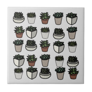 Cute mini succulent pattern tile