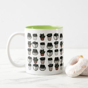 Cute mini succulent pattern Two-Tone coffee mug