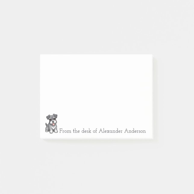 Cute Miniature Schnauzer Cartoon Personalize Notes (Front)