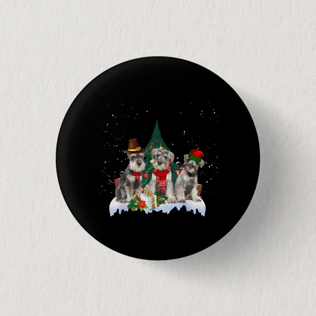 Cute Miniature Schnauzer Christmas Dog 1 Inch Round Button (Front)