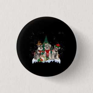 Cute Miniature Schnauzer Christmas Dog 1 Inch Round Button