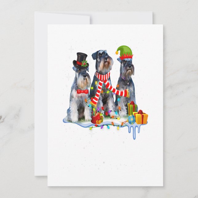 Cute Miniature Schnauzer Christmas Dog Holiday Card (Front)