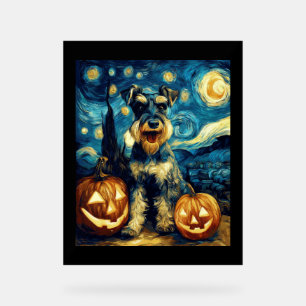 Cute Miniature Schnauzer Dog Halloween Jack O Lant Acrylic Sign