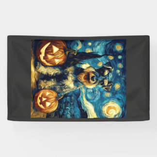 Cute Miniature Schnauzer Dog Halloween Jack O Lant Banner