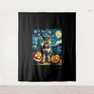 Cute Miniature Schnauzer Dog Halloween Jack O Lant Tapestry