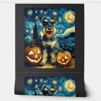 Cute Miniature Schnauzer Dog Halloween Jack O Lant Wallpaper