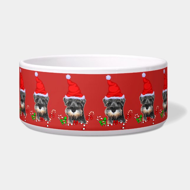 Cute Miniature Schnauzer Puppy Christmas  (Front)