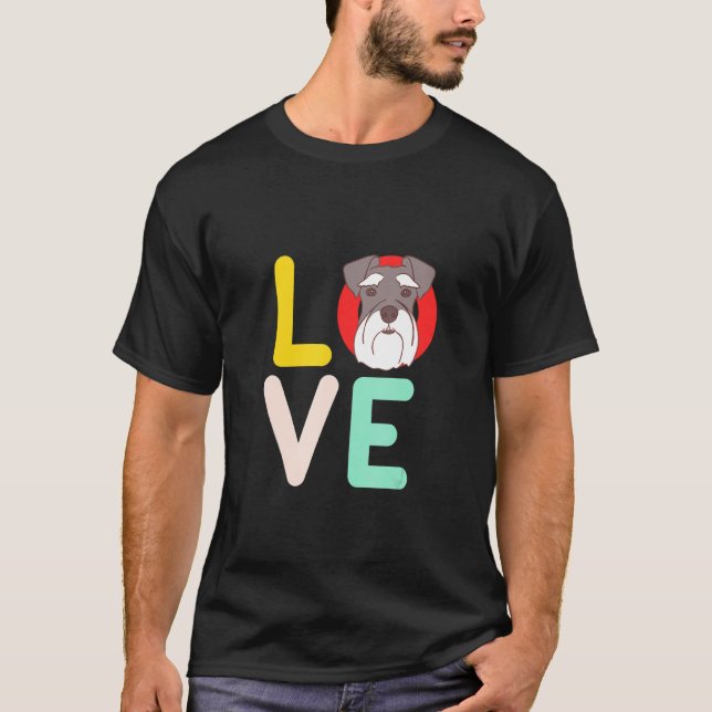 Cute Miniature Schnauzer Retro Dog Lover T-Shirt (Front)