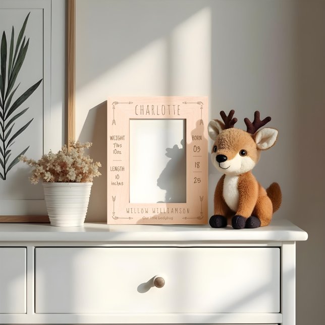 Cute Minimal Boho Arrows Newborn Baby Birth Stats Etched Frames (Cute Minimal Boho Arrows Newborn Baby Birth Stats Etched Frames)
