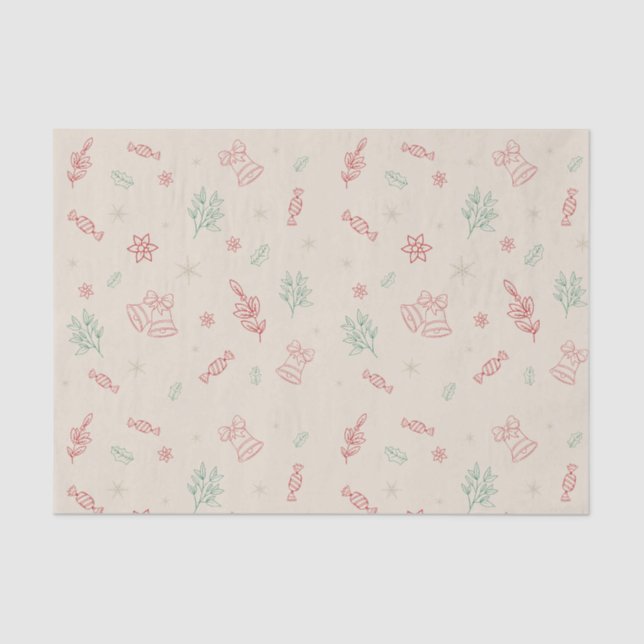 Cute Minimal Christmas Elements Tissue Paper (Front)