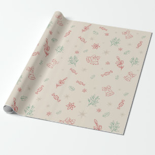 Cute Minimal Christmas Elements Wrapping Paper