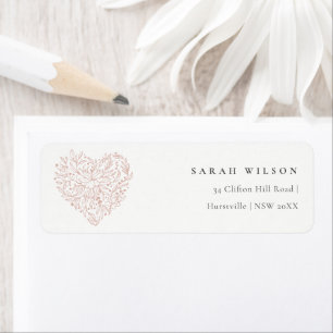 Cute Minimal Dusky Blush Floral Heart Adresse