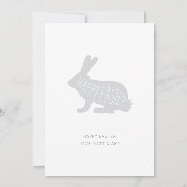 Cute Minimal Grey Happy Easter Bunny Easter Card (Front)