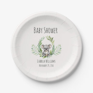 Cute Minimal Koala Bear Baby Shower  Paper Plate