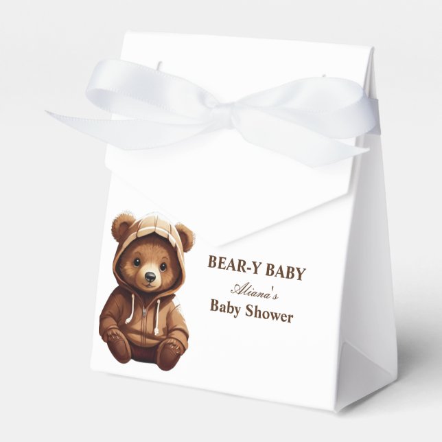 Cute Minimal Photo Bear-y baby Rustic Favor Box (Front Side)