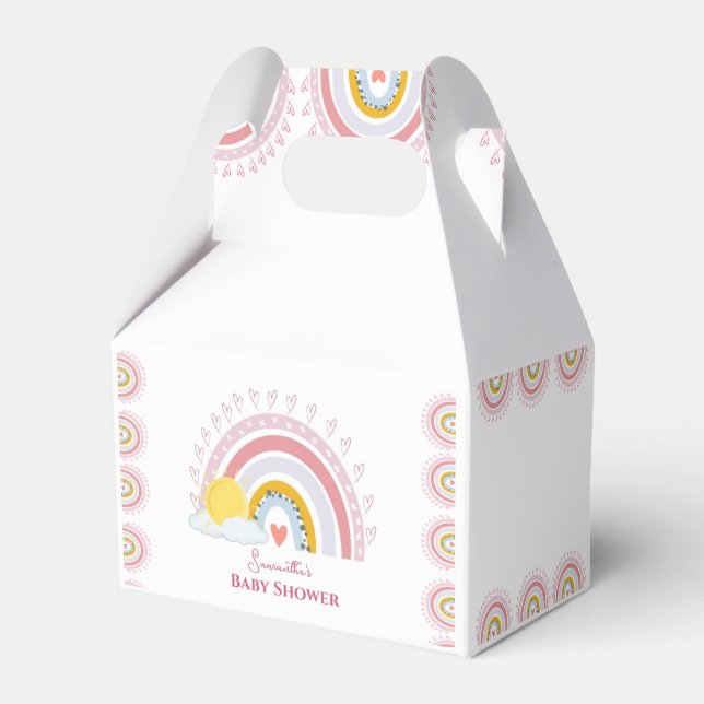 Cute Minimal Rainbow sun baby shower Favor Box (Front Side)