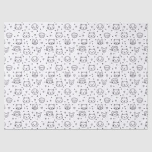 Cute Minimalist Animal Faces Doodle Tissue Paper