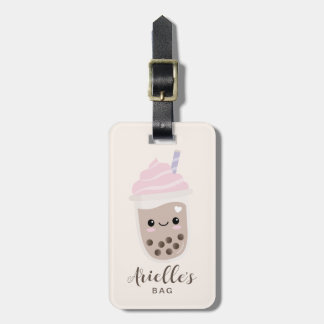 Cute Minimalist Boba Bubble Tea Luggage Tag
