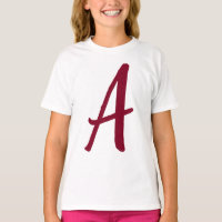 Cute Minimalist Burgundy Red Calligraphy Monogram