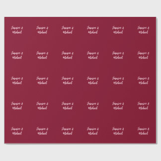 Cute Minimalist Burgundy Red Calligraphy Own Name Wrapping Paper