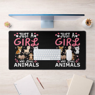 Cute Minimalist Cat Illustration Funny Pet Lover Desk Mat