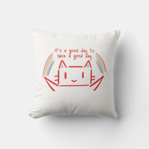 Cute Minimalist Cat Illustration  Throw Pillow