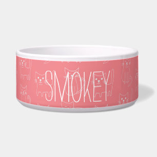 Cute Minimalist Cat Line Pattern Customizable Name