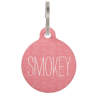 Cute Minimalist Cat Line Pattern Customizable Pet Tag