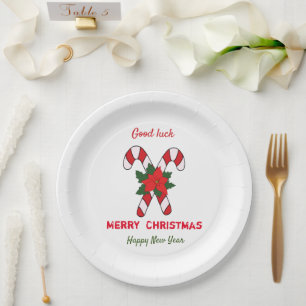 Cute Minimalist Christmas and New Year Happy Paper Plate