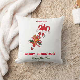 Cute Minimalist Christmas and New Year Happy Throw Pillow
