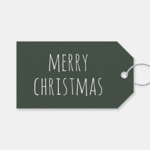 Cute Minimalist Christmas   Deep Forest Green Cozy Gift Tags