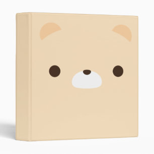 Cute Minimalist Cream Teddy Bear Face Binder