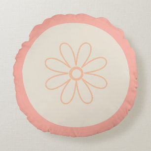 Cute Minimalist Daisies and Modern Stripes Round Pillow