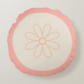 Cute Minimalist Daisies and Modern Stripes Round Pillow