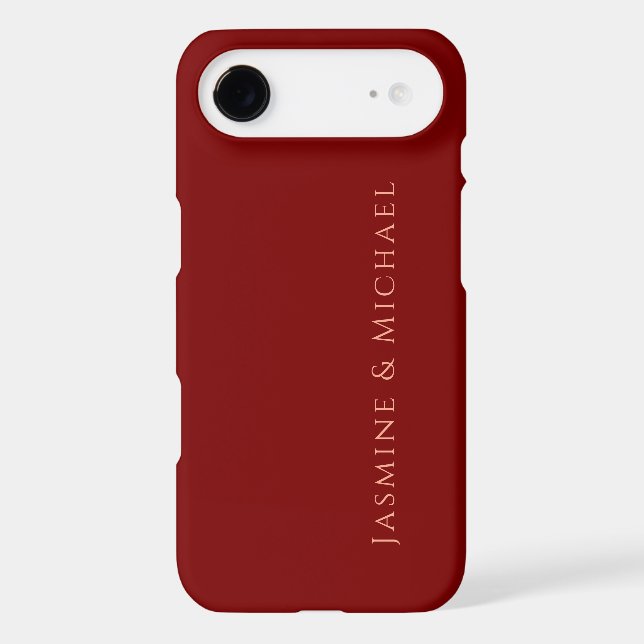 Cute Minimalist Deep Red & Peach Own Name (Verso)