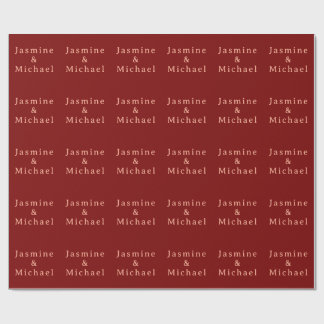 Cute Minimalist Deep Red & Peach Own Name Wrapping Paper