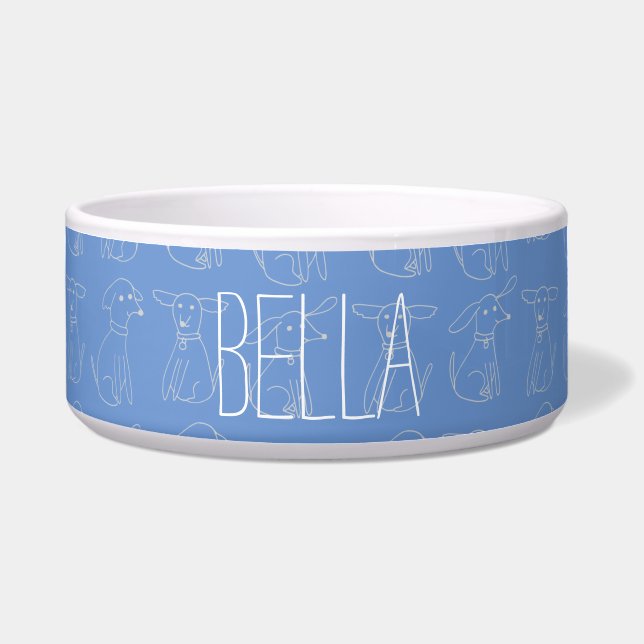Cute Minimalist Dog Line Pattern Customizable Name (Front)
