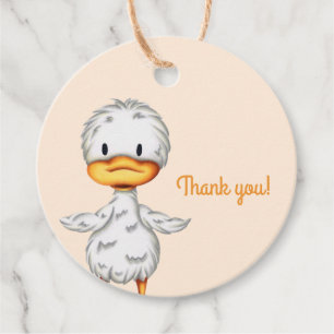Cute minimalist duck illustration thank you favour tags