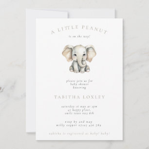 Cute Minimalist Elephant Little Peanut Baby Shower Invitation
