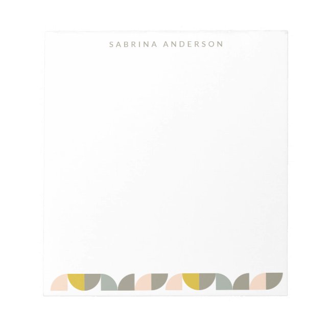 Cute Minimalist Geometric Pastel Personalized Notepad (Front)