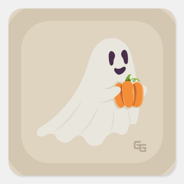 Cute Minimalist Ghost Sticker (Front)