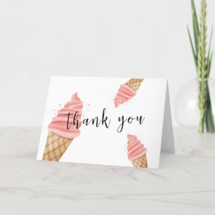 Cute Minimalist Ice Cream Scoop Baby Shower Thank You Card
