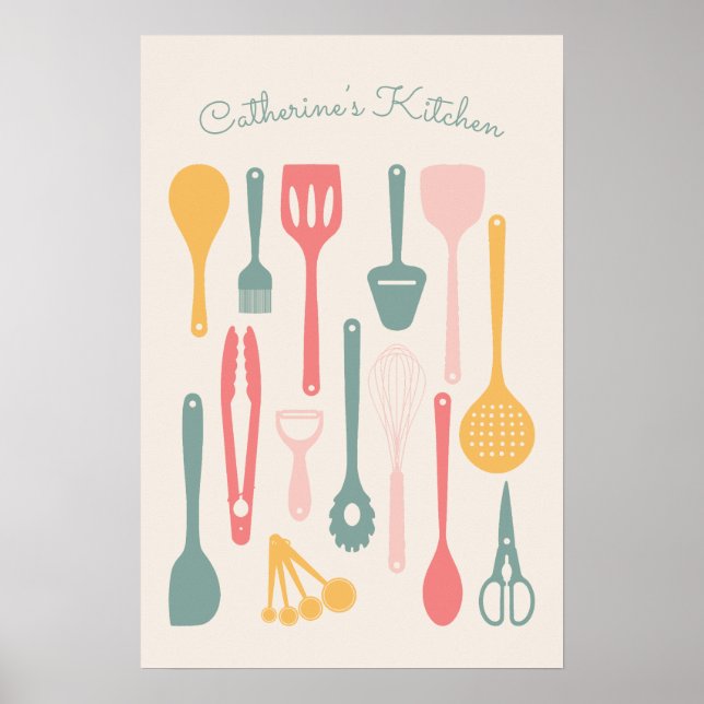 Cute Minimalist Kitchen Utensil Poster (Front)
