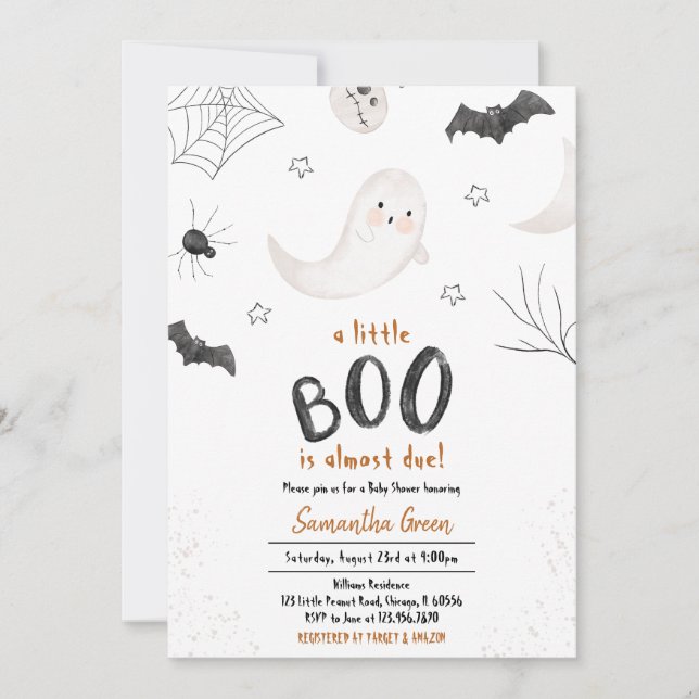 Cute Minimalist Little Boo Baby Shower Invitation (Front)