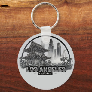 Cute Minimalist Los Angeles City California USA Keychain