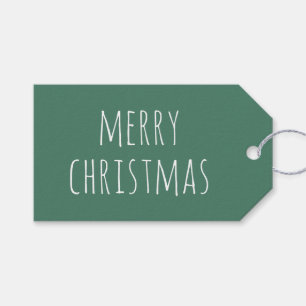 Cute Minimalist Merry Christmas Green Holiday Gift Tags