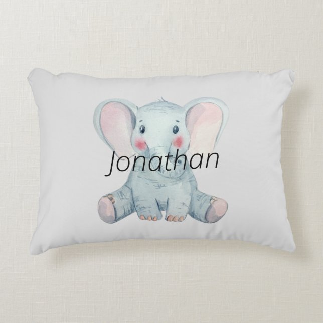 Cute minimalist monogram Elephant l Blue  Accent Pillow (Front)