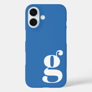 Cute Minimalist Monogram Letter in French Blue iPhone 16 Case