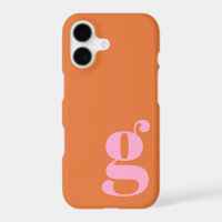 Cute Minimalist Monogram Letter in Pink and Orange