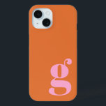 Cute Minimalist Monogram Letter in Pink and Orange iPhone 15 Case<br><div class="desc">Cute Minimalist Monogram Letter in Pink and Orange iPhone 13 Case</div>
